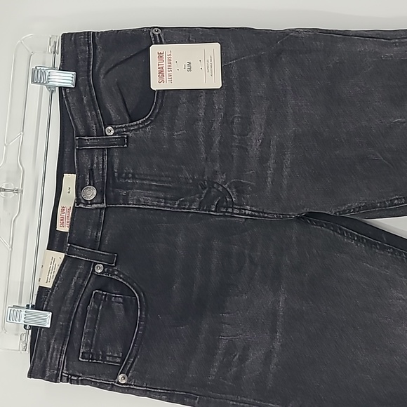 NWT Signature Levi Strauss black faded denim jeans boys size 18 slim - Picture 2 of 10